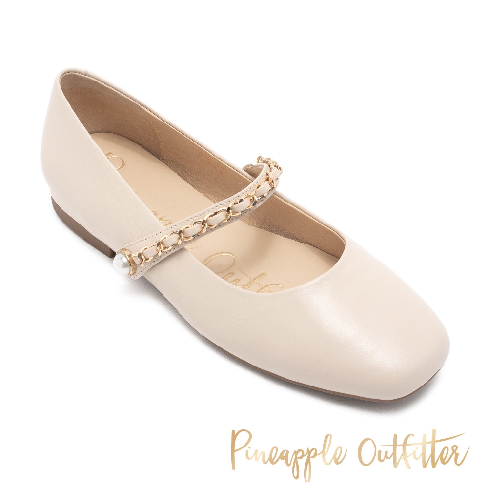 Pineapple-Outfitter-FONE 羊皮金鍊方頭瑪莉珍鞋-白色