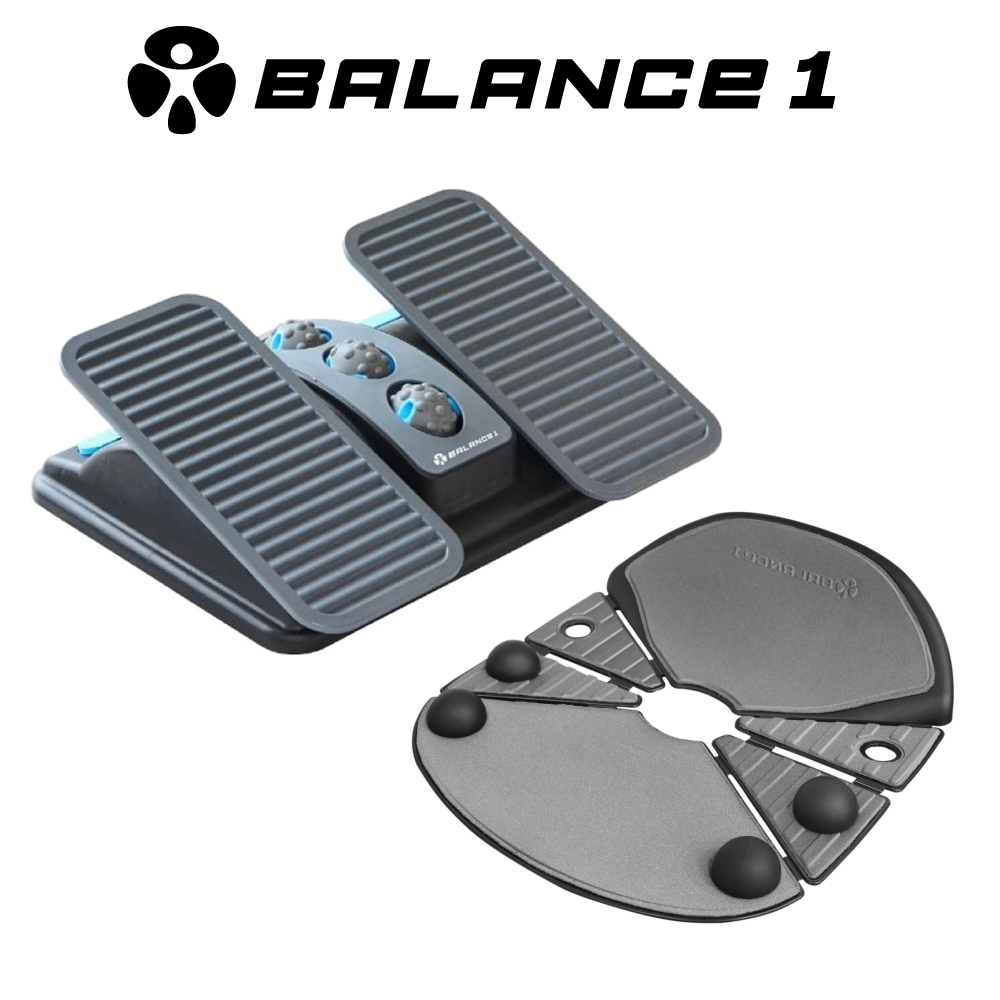 BALANCE 1 人體工學無段式按摩腳踏板+摺疊式按摩坐墊銀色