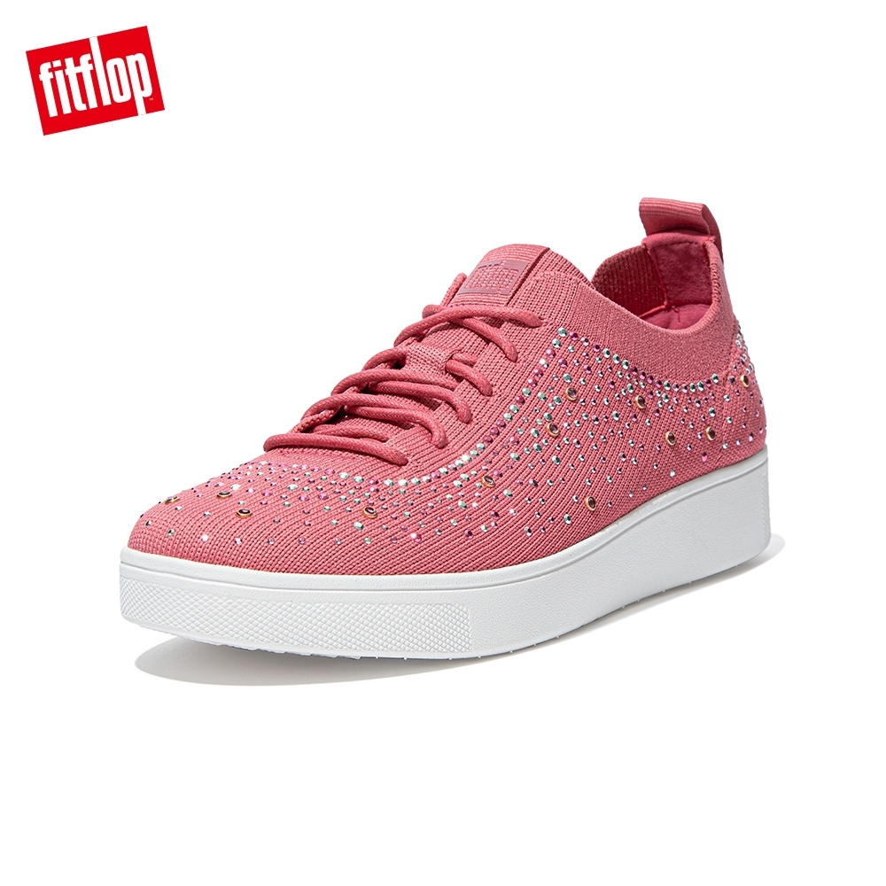 FitFlop RALLY OMBER CRYSTAL KNIT SNEAKERS-繫帶休閒鞋 女(深粉色)