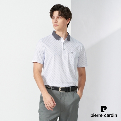 Pierre Cardin皮爾卡登 男款 細條印花短袖POLO衫-灰色(5237251-95)