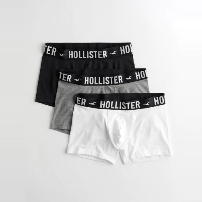 Hollister 海鷗 經典刺繡貼身四角內褲三件組(男)-多色