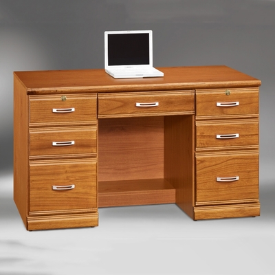 MUNA家居 希爾達樟木色實木4.2尺書桌(下座)(另有電腦桌) 126X58.5X75cm