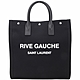 YSL Saint Laurent Rive Gauche 印花帆布拼皮直立式手提托特包(黑色) product thumbnail 1