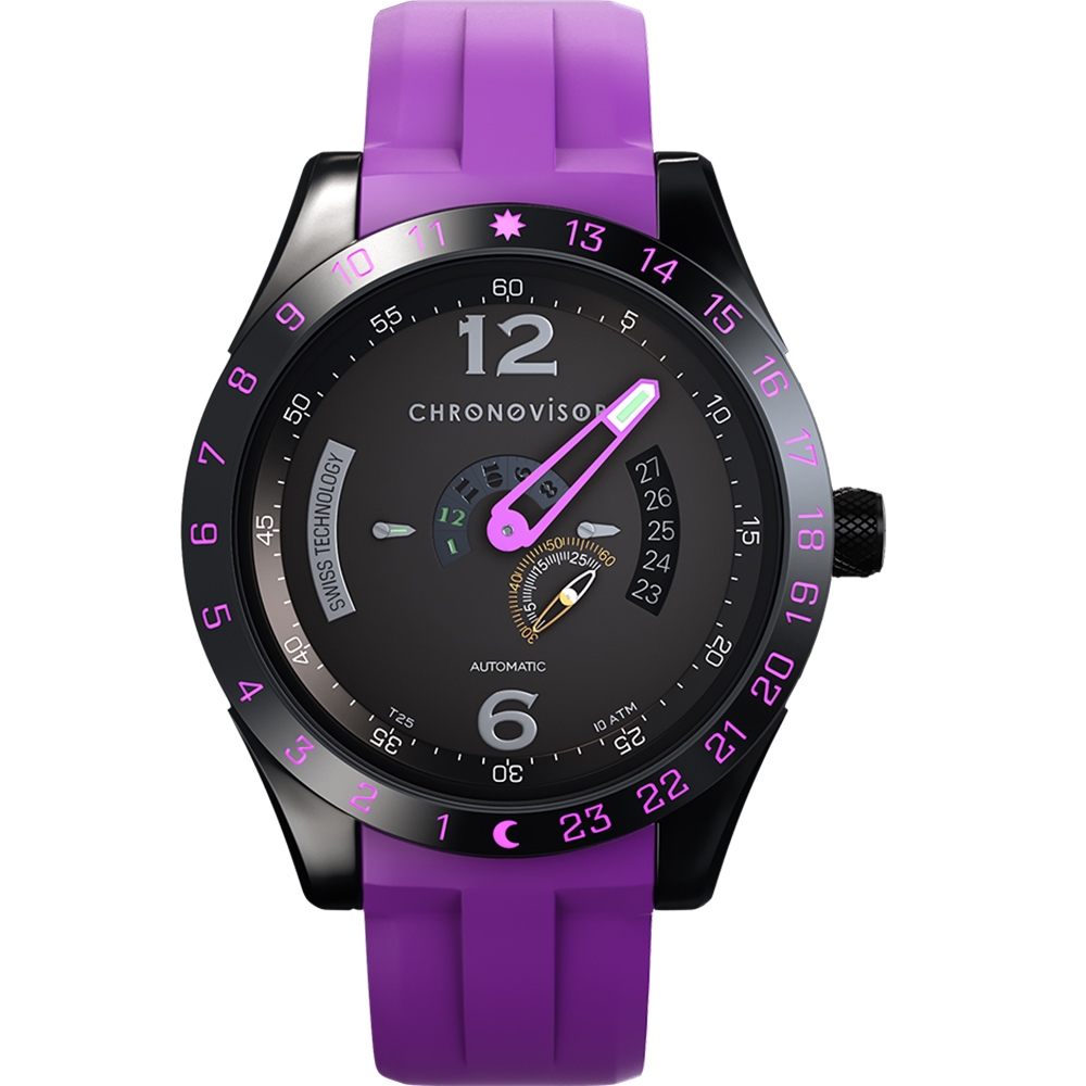 Chronovisor Watch 格樂威治 PIONEER系列 獨立三針機械腕錶-43mm紫 CVNM6102-R-PU