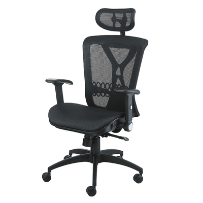 文創集 萊比 時尚黑網布多功能高背辦公椅-70×51×109-123cm免組