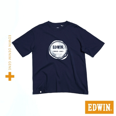 EDWIN 人氣復刻 橘標 圓LOGO短袖T恤-男-丈青色