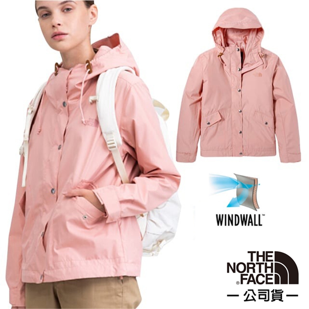 【The North Face】女 WindWall 防風防潑水可調節連帽外套.運動夾克_5AYD-0LA 玫瑰粉