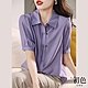 【絕版品出清】初色 甜美泡泡袖復古盤扣短袖襯衫上衣-紫色-67241(M-2XL可選) product thumbnail 1