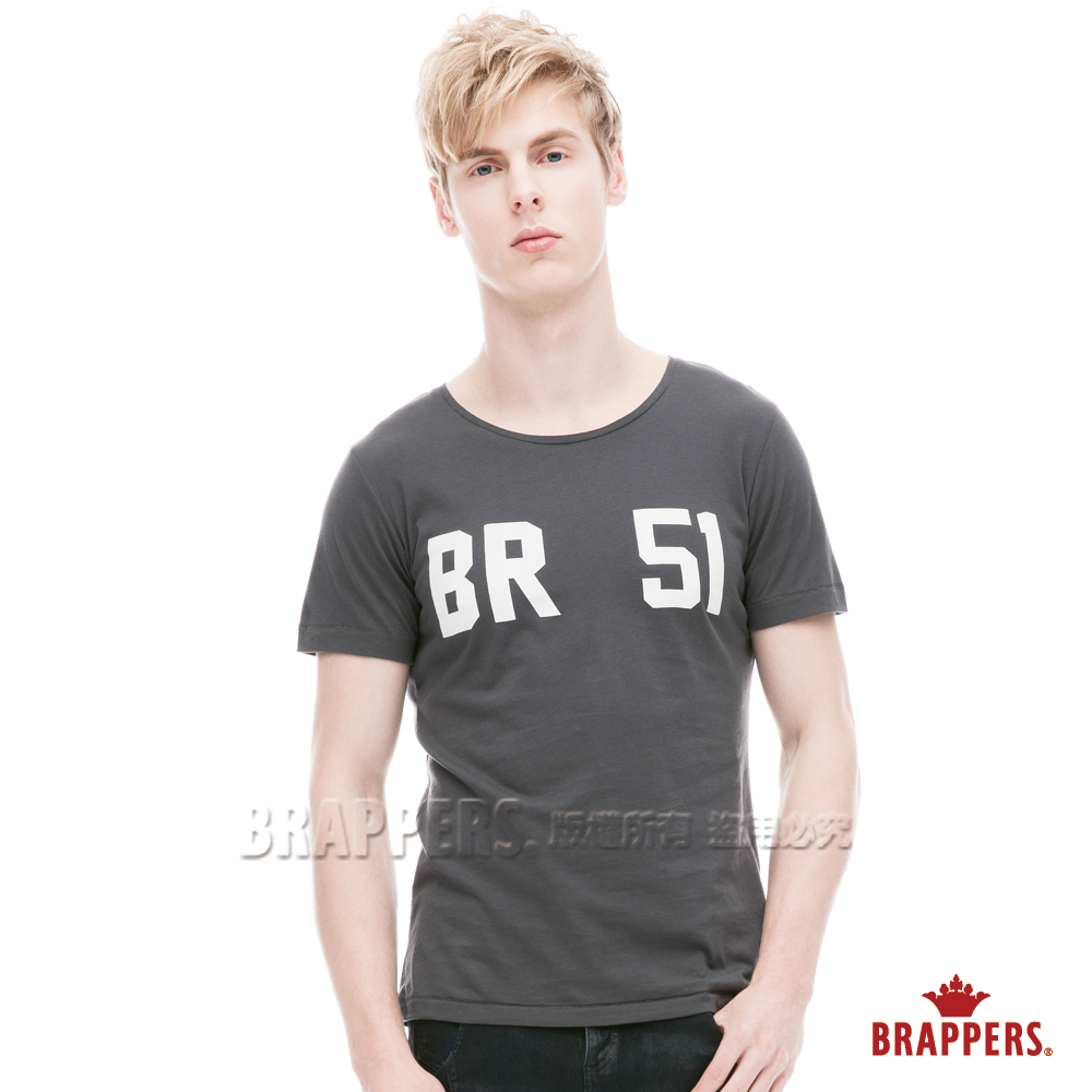 BRAPPERS 男款 字母設計圓領短袖T恤-鐵灰