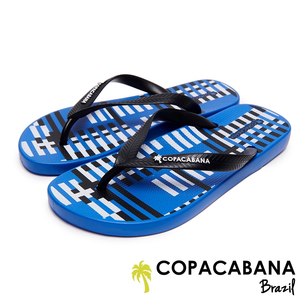 Copacabana 巴西藝術格紋人字鞋-藍/黑