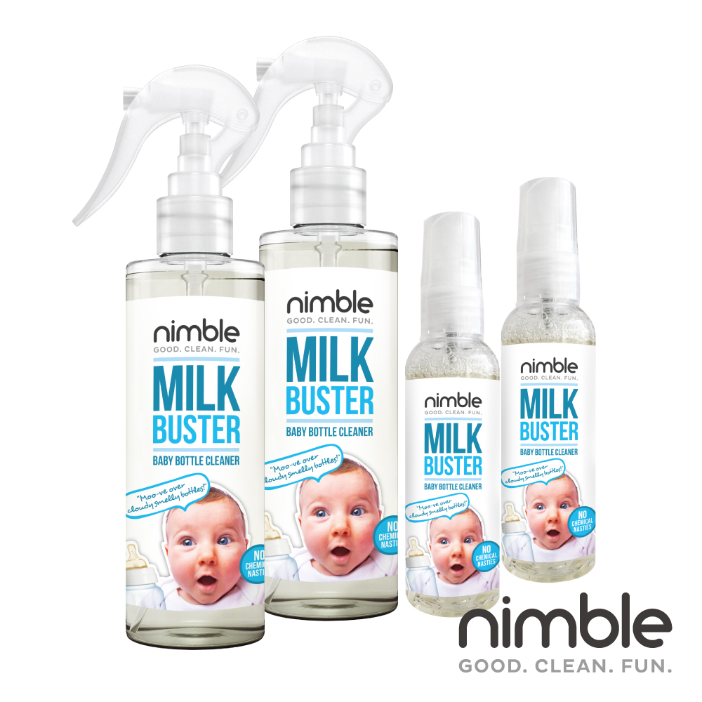英國靈活寶貝 Nimble Milk Buster 奶瓶蔬果除味清潔液 - 2大2小