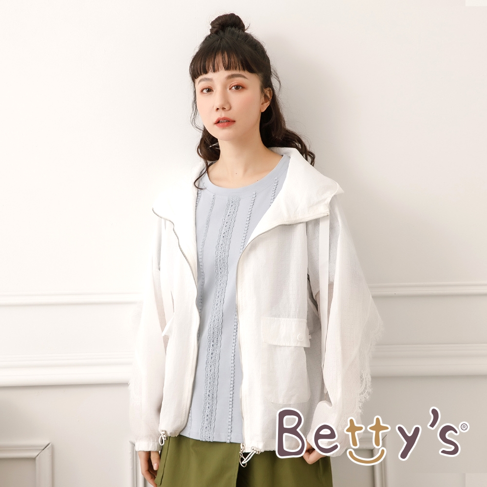 betty’s貝蒂思　透氣蕾絲連帽薄外套(白色)