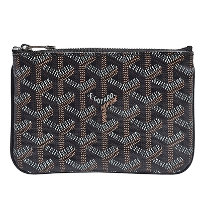 GOYARD 經典滿版LOGO手工帆布拉鍊零錢包(黑)