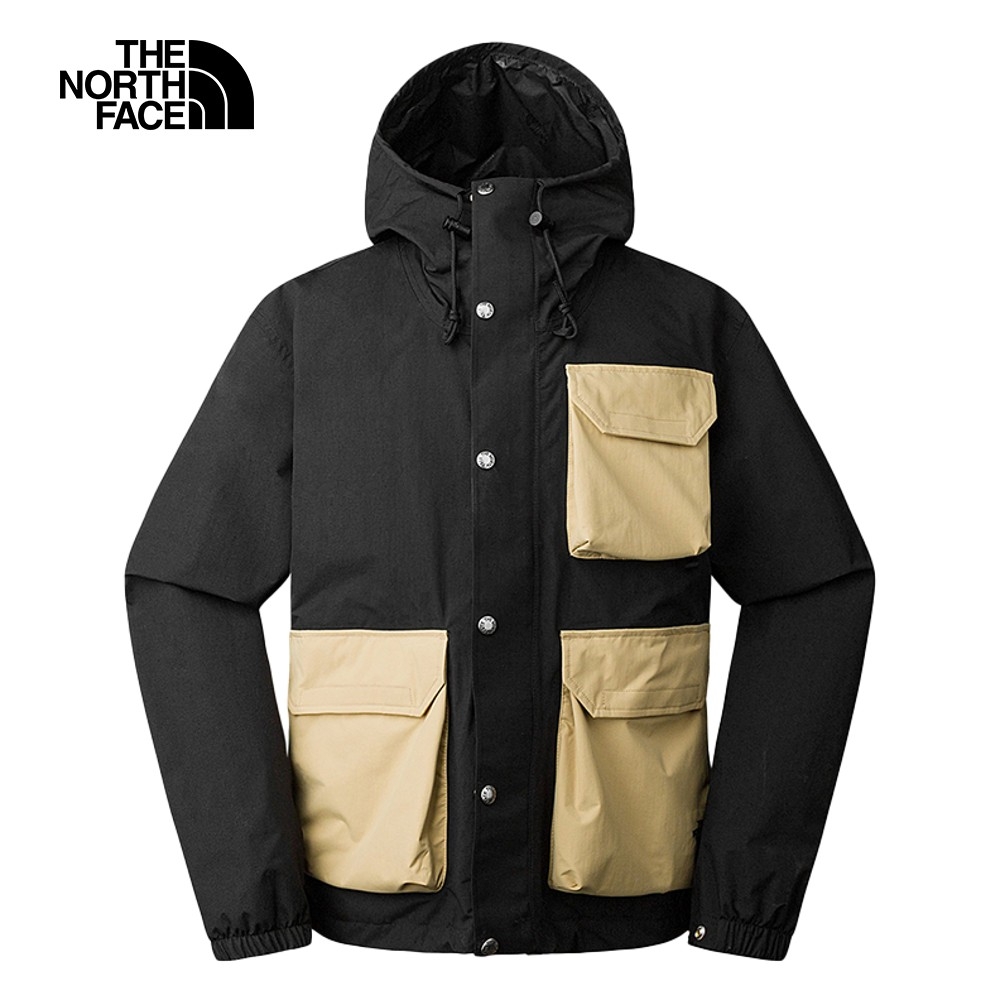 【The North Face 官方旗艦】北面男款黑色防水透氣多口袋連帽衝鋒衣｜7W7FUK2