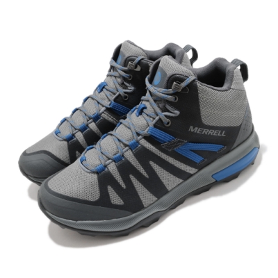 Merrell 戶外鞋 Zion FST Waterproof 男鞋 登山 越野 中筒 防水 耐磨 避震 灰 藍 ML035345