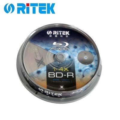 RITEK 4X BD-R 10片裝布丁筒