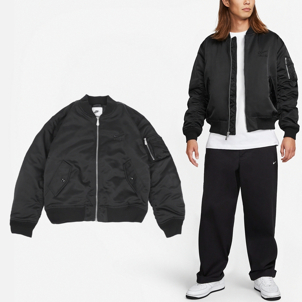 Nike 外套Air Bomber Jacket 男款黑防潑水保暖寬鬆飛行外套夾克