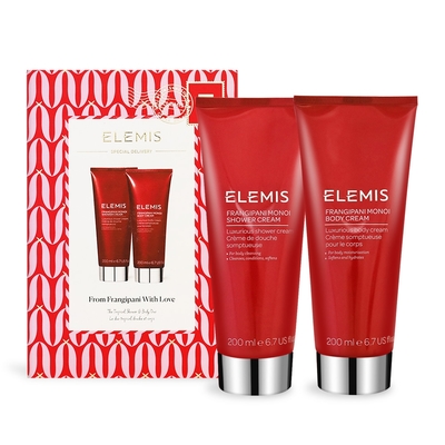 ELEMIS 雞蛋花身體呵護英倫禮盒[沐浴乳200ml+潤膚乳200ml]-國際航空版