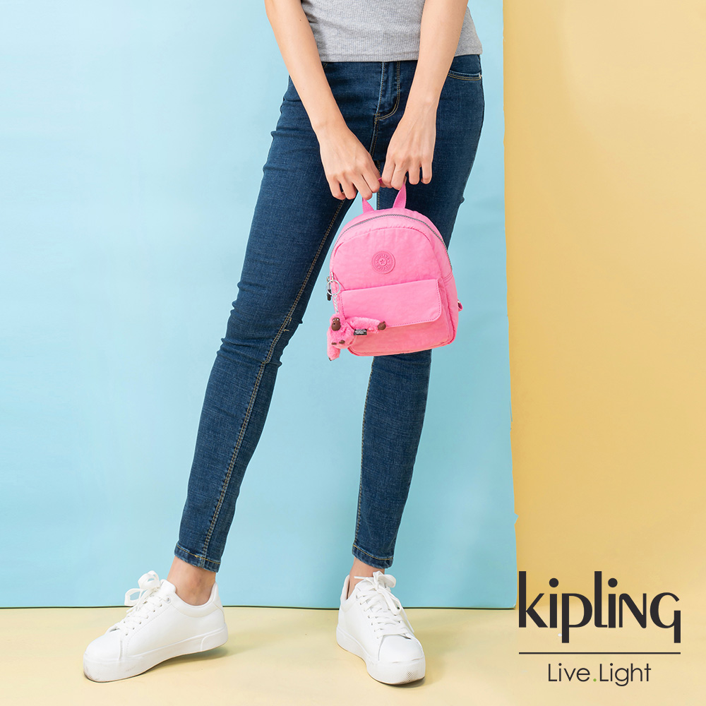 Kipling 甜美糖果粉迷你後背包-ROSALIND