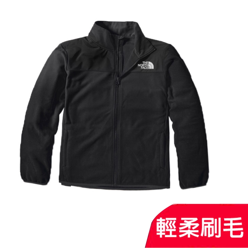 The North Face 青少年款 TKA 100 輕柔刷毛抓絨保暖外套夾克_黑