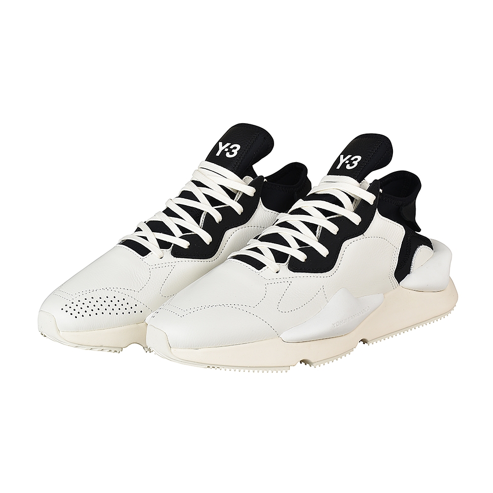 Adidas Y-3 KAIWA白字LOGO皮革拼接紡織運動鞋(白x黑) | 精品服飾/鞋子