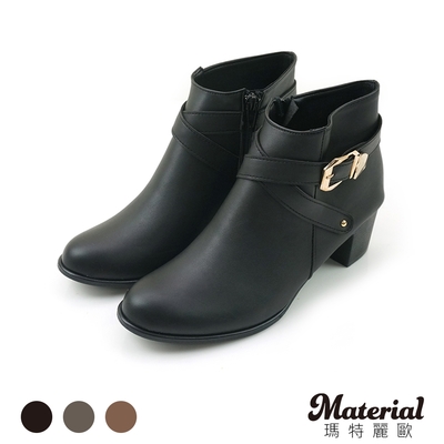 Material瑪特麗歐 MIT 短靴 金屬側釦尖頭短靴 T6891