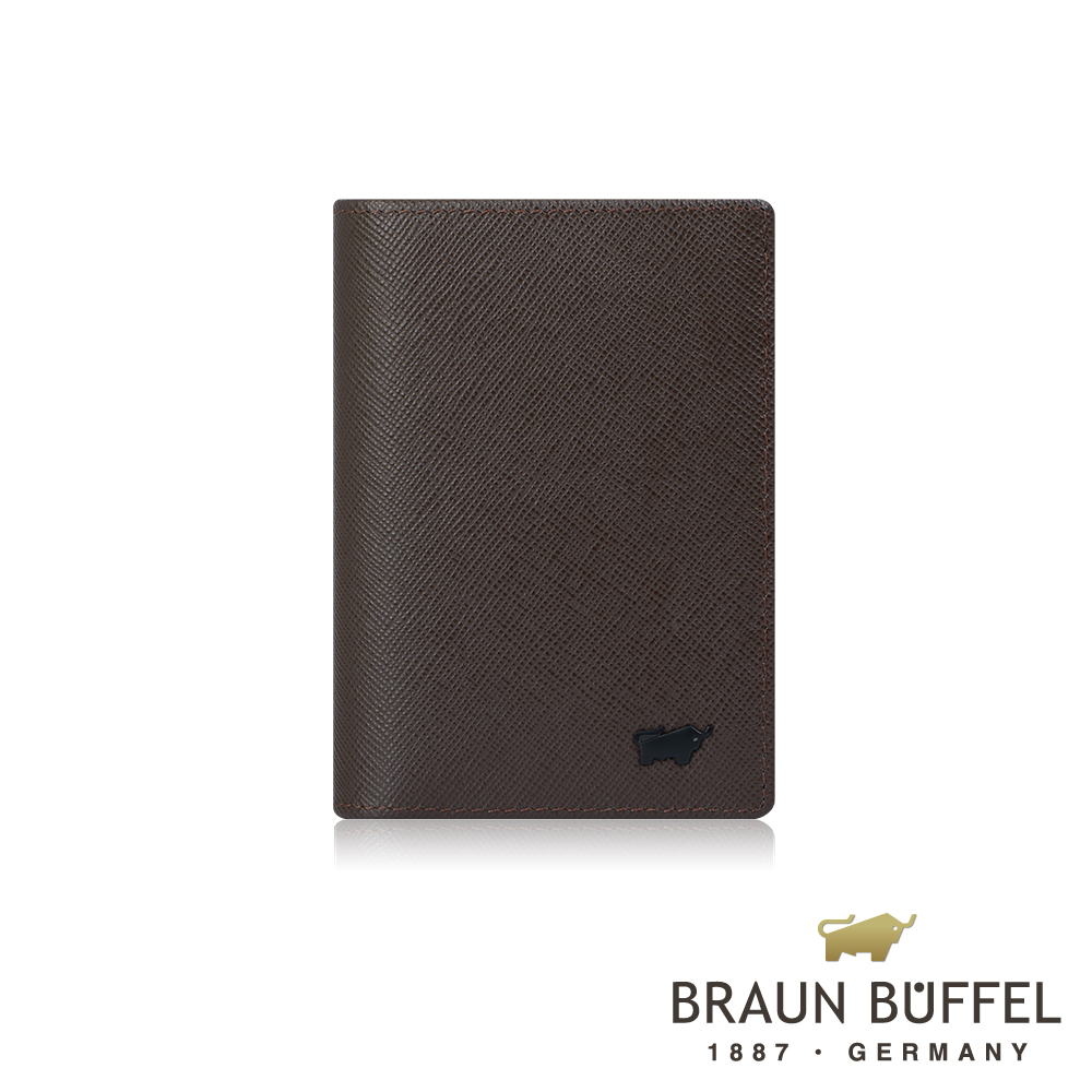 【BRAUN BUFFEL 德國小金牛】台灣總代理 洛菲諾P 4卡名片夾-咖黑色/BF334-402-DM