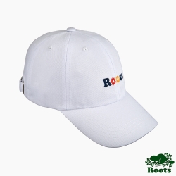 Roots配件-品牌文字刺繡棒球帽-白色