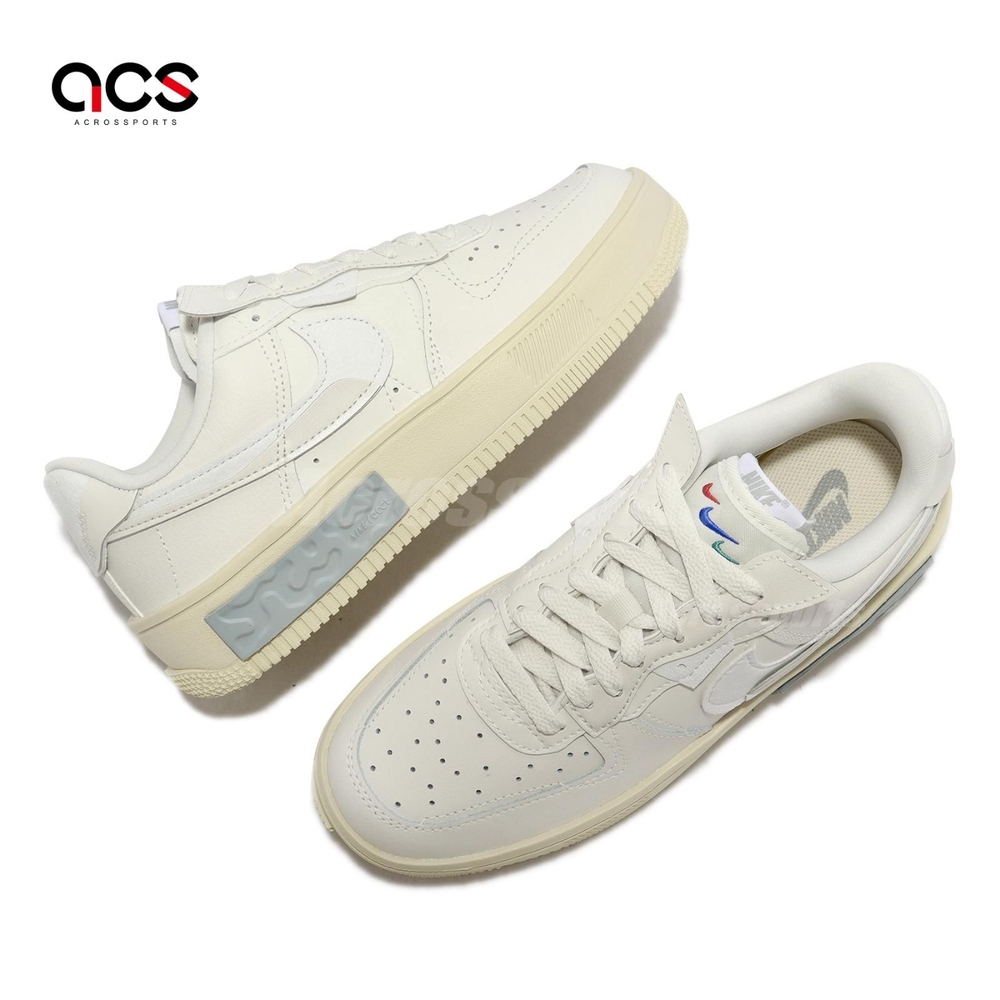 Nike 休閒鞋Wmns Air Force 1 Fontanka 米白灰女鞋AF1 奶油解構厚底