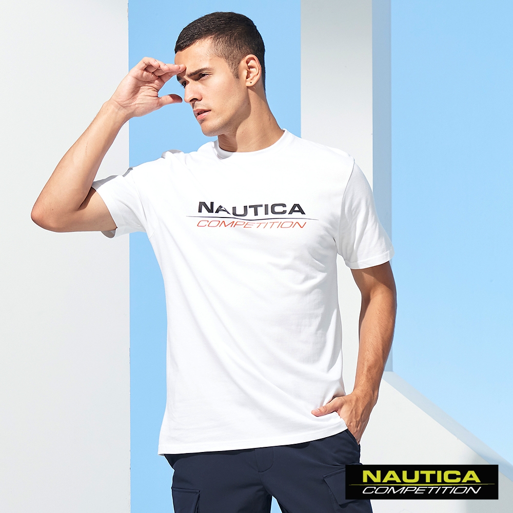 Nautica COMPETITION男裝經典素面LOGO短袖T恤-白