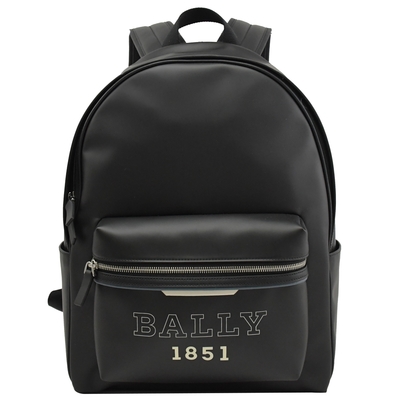 BALLY PARTON 經典LOGO質感皮革拉鍊後背包(黑)