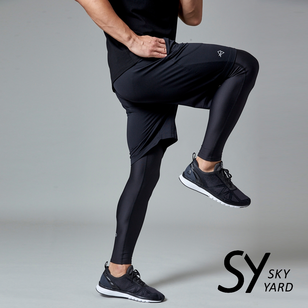 【SKY YARD】網路獨賣款-素色簡約運動短褲-黑色