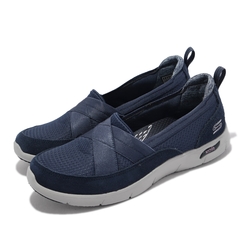 Skechers 休閒鞋 Arch Fit Refine 女鞋 輕量 避震 緩衝 專利鞋墊 懶人鞋 藍 灰 104270-NVY