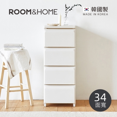 韓國ROOM&HOME 韓國製34面寬四層抽屜收納櫃(木質天板)-DIY-多色可選