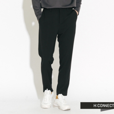 H:CONNECT 韓國品牌 男裝-側腰鬆緊純色西裝褲-黑