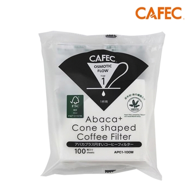 【CAFEC】日本製白色Abaca Plus濾紙 100張(適用V形濾杯)-1~2人份