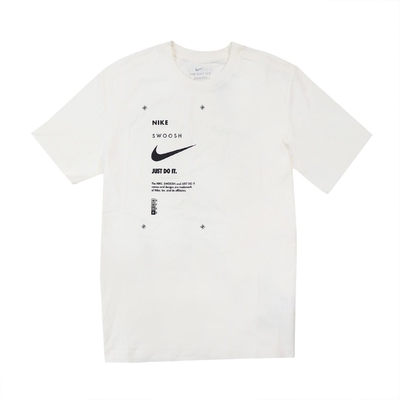 Nike T恤 Swoosh Club Shirts 男款 NSW 運動休閒 勾勾 圓領 基本款 米白 黑 DJ5374110