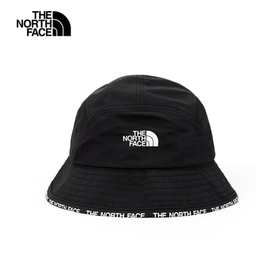 【The North Face 官方旗艦】北面男女款黑色防風防潑水壓邊印花漁夫帽｜7WHAJK3