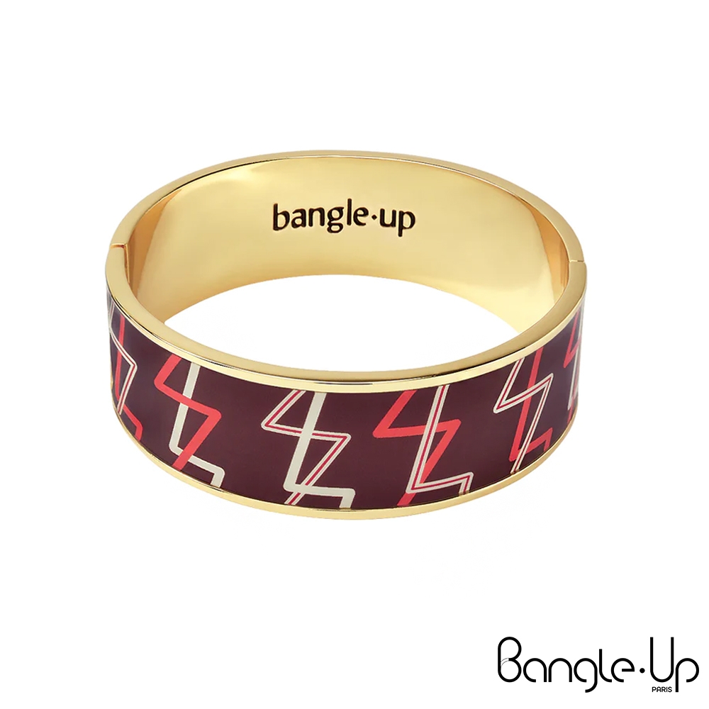 Bangle up 閃電波紋琺瑯鍍金手環-歌劇紅