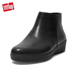 【FitFlop】SUMI LEATHER ANKLE BOOTS 簡約皮革短靴-女(靓黑色)