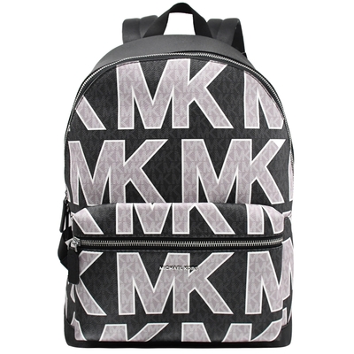 MICHAEL KORS COOPER 新版撞色MK印花大容量雙肩後背包(黑灰)