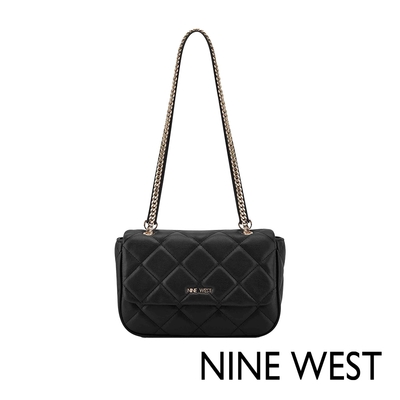 NINE WEST MIRABELLA 菱格掀蓋斜背包-黑色(512326)