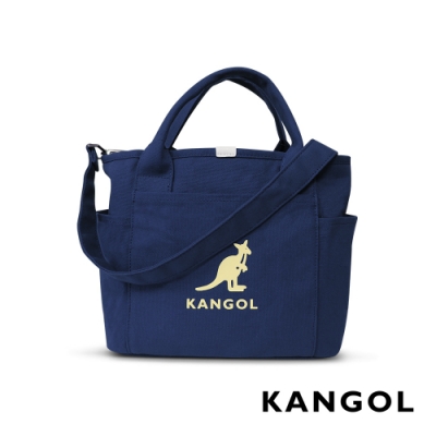 KANGOL 韓版玩色-帆布手提/斜背托特包-深藍 AKG1216-08