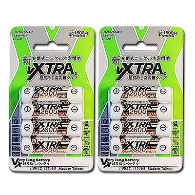 VXTRA 3號高容量2600mAh低自放充電電池(8顆入)
