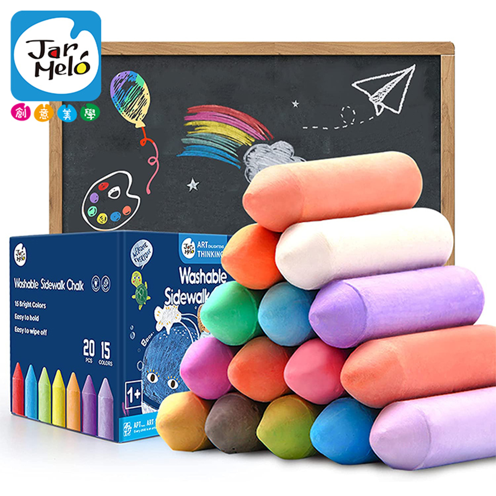 JarMelo 創意美學 兒童戶外粗粉筆15色