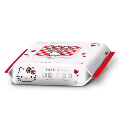 Sanrio 三麗鷗 Hello Kitty 凱蒂貓 抑菌加蓋濕紙巾 70抽X12包/組