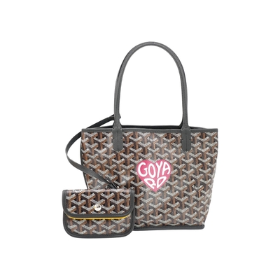 Goyard 愛心印花logo雙面購物包-迷你(黑)