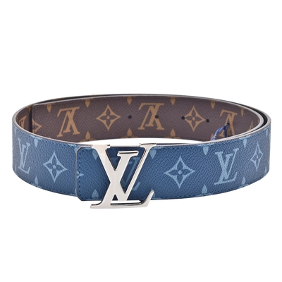 LV M8393T Initiales 40經典Monogram花紋帆布雙面腰帶皮帶(藍色)