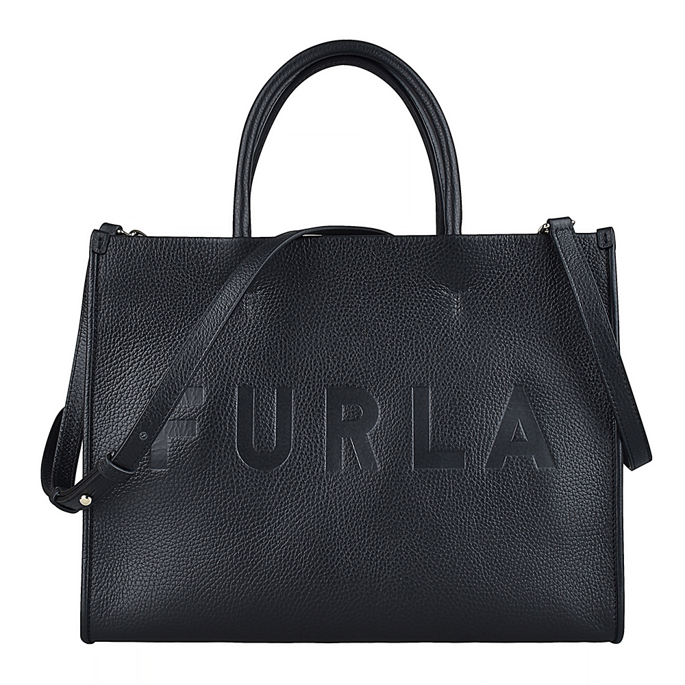 FURLA WONDERFURLA經典LOGO手提斜背兩用包(黑)