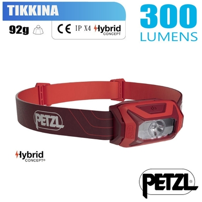 Petzl TIKKINA 超輕量標準頭燈(300流明.IPX4防水).LED頭燈.電子燈_紅